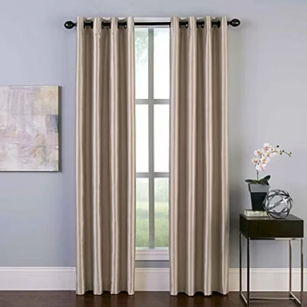 Luxury Gold Curtains Long Grommet Top 3 Pc Set JCPenney Royal Velvet Beige Gold